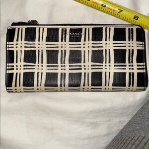 Coach Black and Cream Plaid Wallet